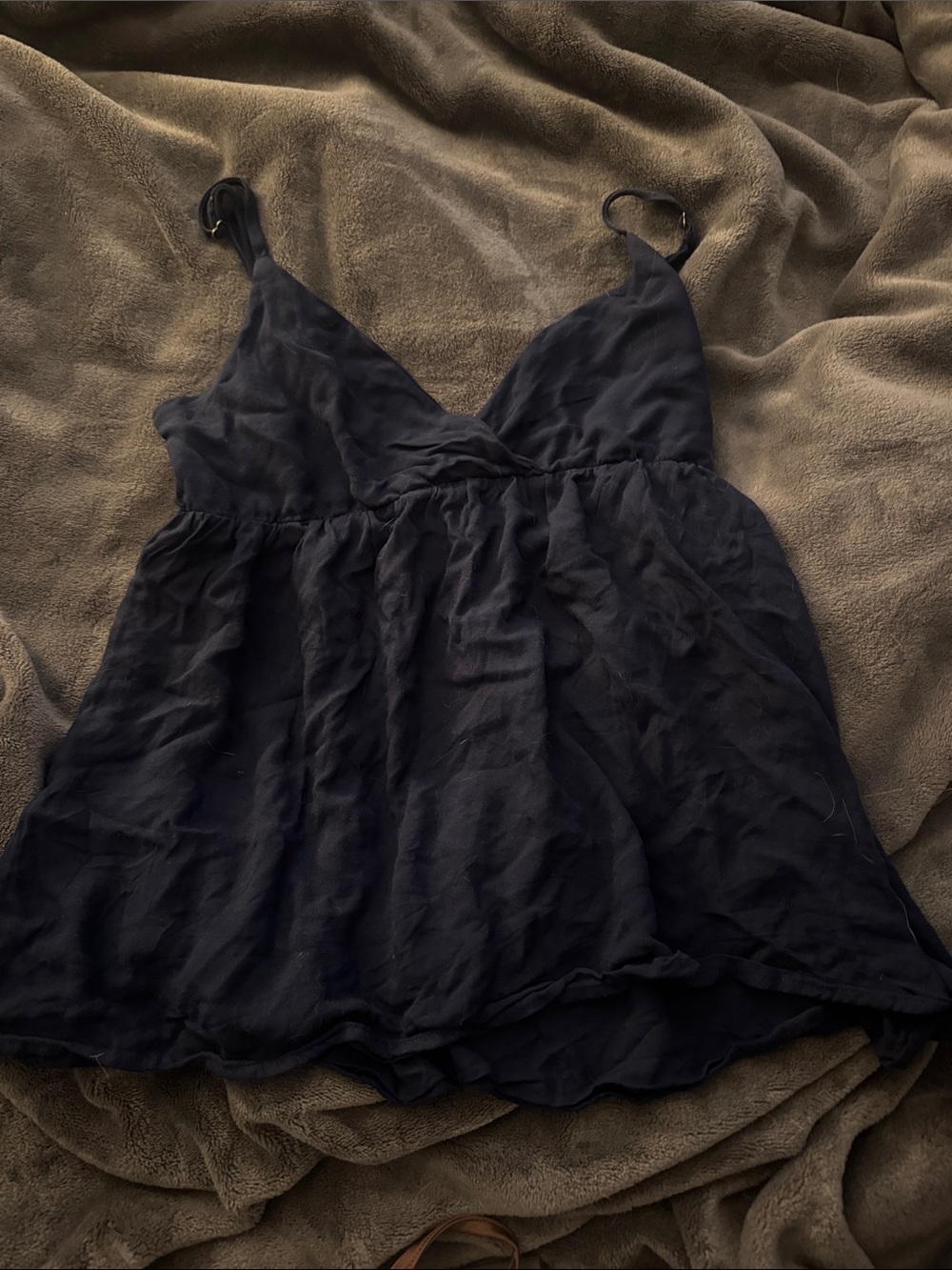 Brandy Melville Dark Blue V-Neck Babydoll Top